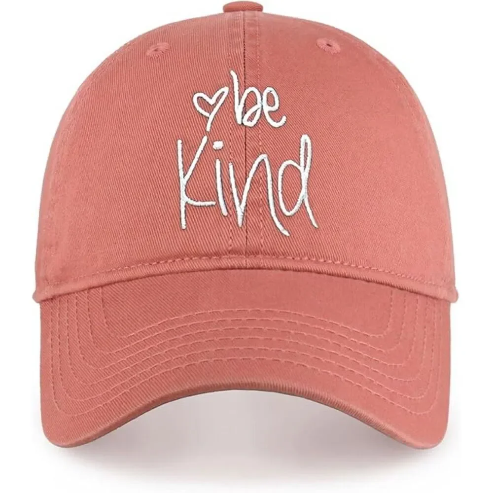 Unisex Rusty Rose 100% Cotton Be Kind Embroidered Adjustable Size Baseball Cap